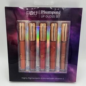 NEW BFY Cosmetics 5-Pack FYROU Full Size Plumping Lip Gloss Set, Red, Pink, Nude